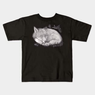 Sleeping Fox Drawing Kids T-Shirt